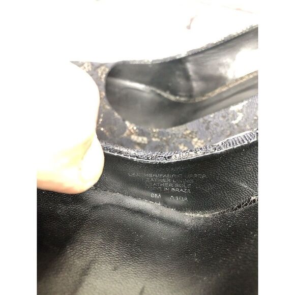 Tory Burch Black Leather Floral Fabric Platform Stiletto High Heels Women Sz 8M - Picture 8 of 16